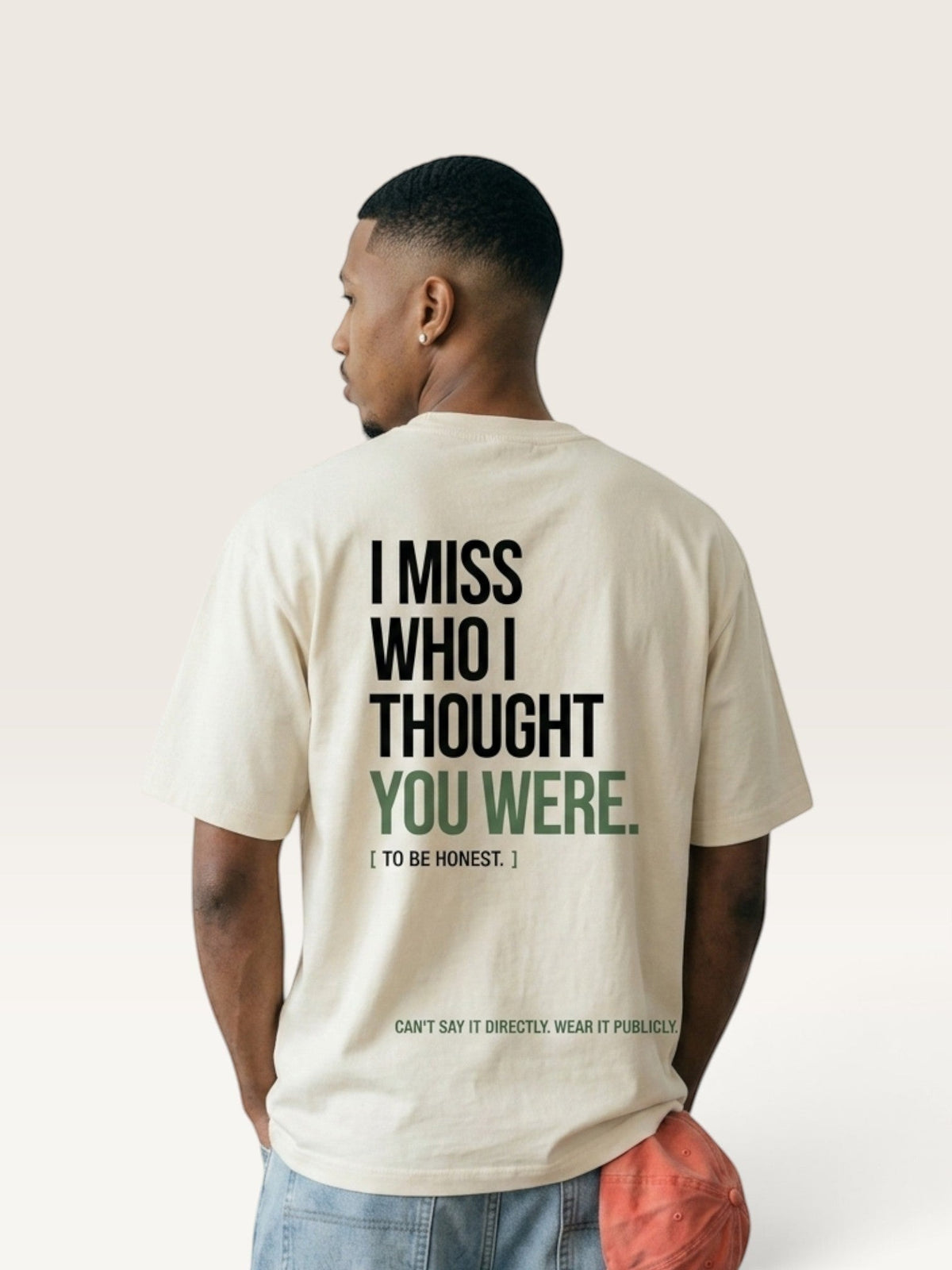 Mild Apricot- I DON'T MISS YOU TEE, oversized heavyweight cotton