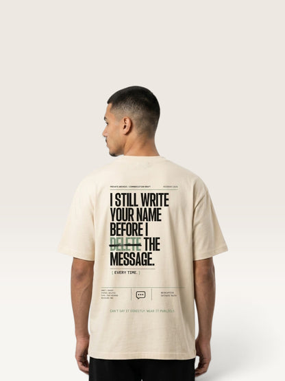 Mild Apricot  WEARCAPTION  heavyweight cotton oversized t-shirt with white I DON'T REACH OUT graphic print on the chest