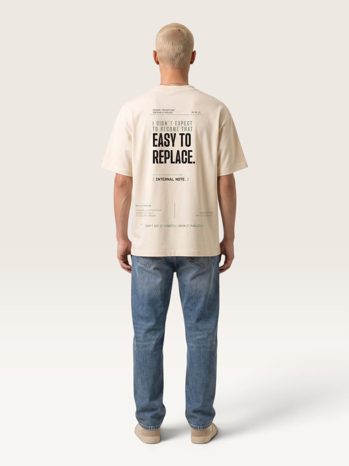 Mild Apricot - WEARCAPTION heavyweight cotton oversized t-shirt with white graphic text I'M HAPPY YOU MOVED ON