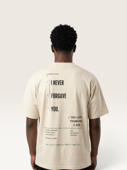 Mild Apricot - heavyweight cotton oversized t-shirt with I SAID OKAY graphic print on the front