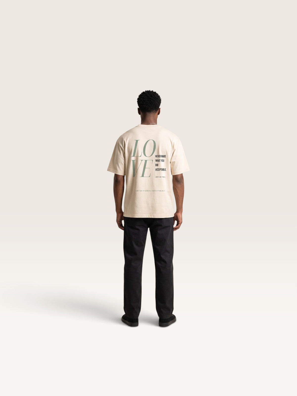 Mild Apricot - heavyweight cotton oversized t-shirt with white I STILL LOVE YOU graphic print on the front