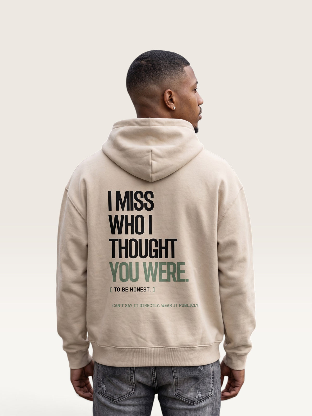 Apricot - I DON'T MISS YOU HOODIE, oversized heavyweight cotton-poly fleece