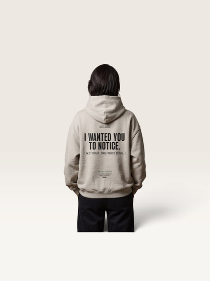 Light Gray - I DIDN'T ASK HOODIE, oversized heavyweight cotton-poly fleece