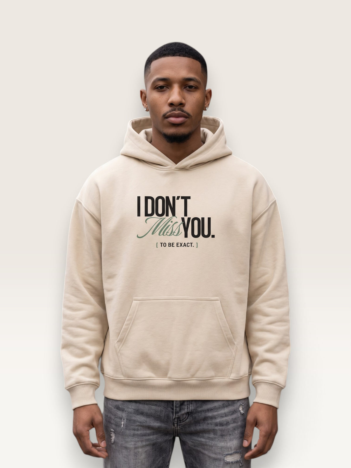 Apricot - I DON'T MISS YOU HOODIE, oversized heavyweight cotton-poly fleece