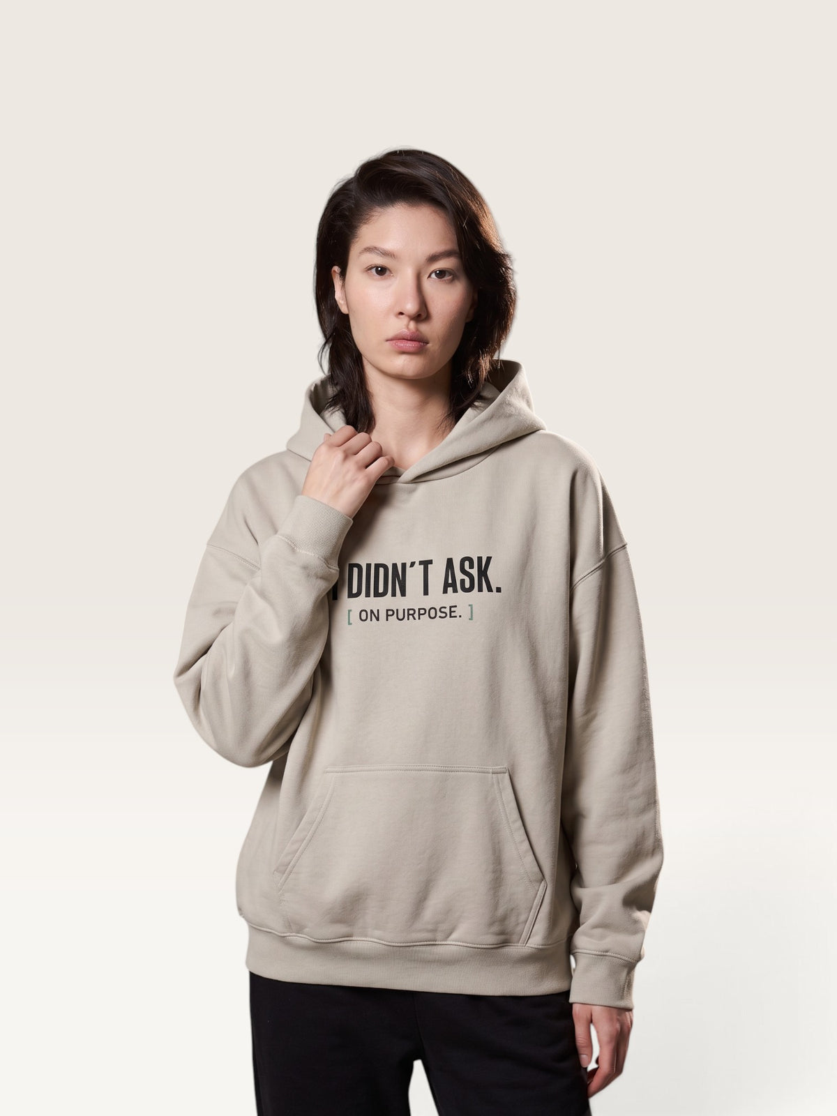 Light Gray - I DIDN'T ASK HOODIE, oversized heavyweight cotton-poly fleece