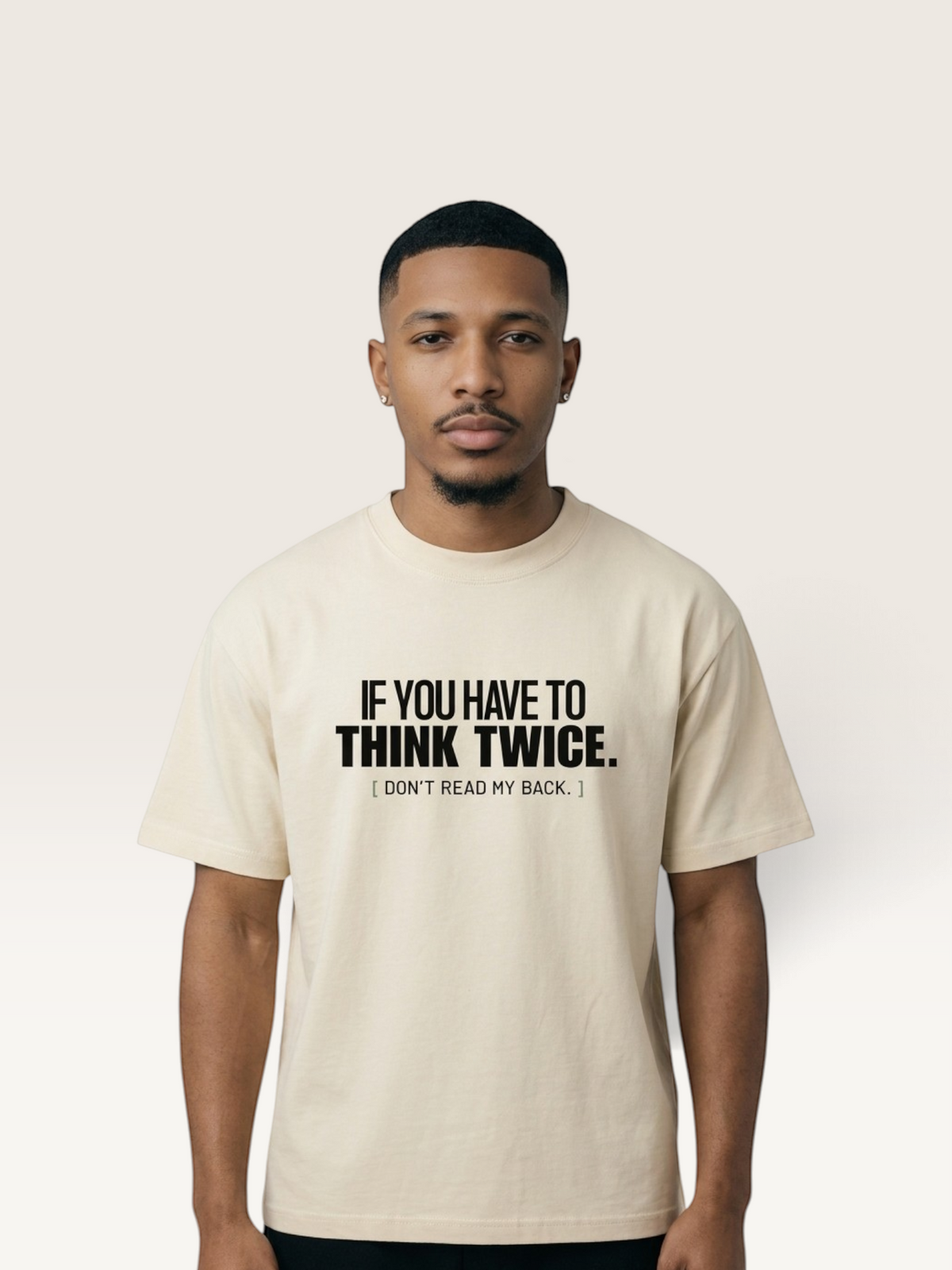 Mild Apricot - DON'T READ MY BACK TEE, WEARCAPTION heavyweight oversized front view worn by man