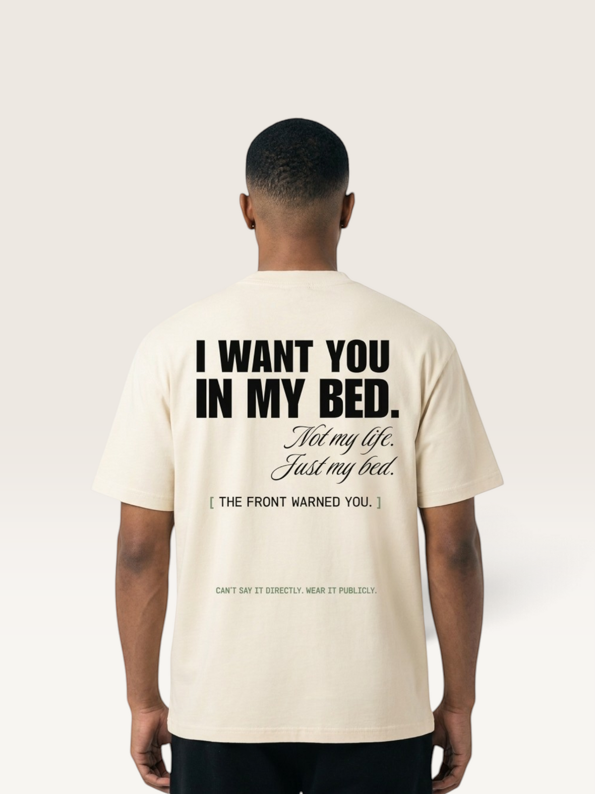Mild Apricot - DON'T READ MY BACK TEE, WEARCAPTION heavyweight oversized back view worn by man