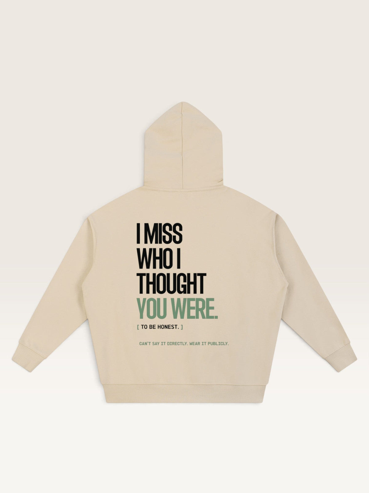 Apricot - I DON'T MISS YOU HOODIE, oversized heavyweight cotton-poly fleece