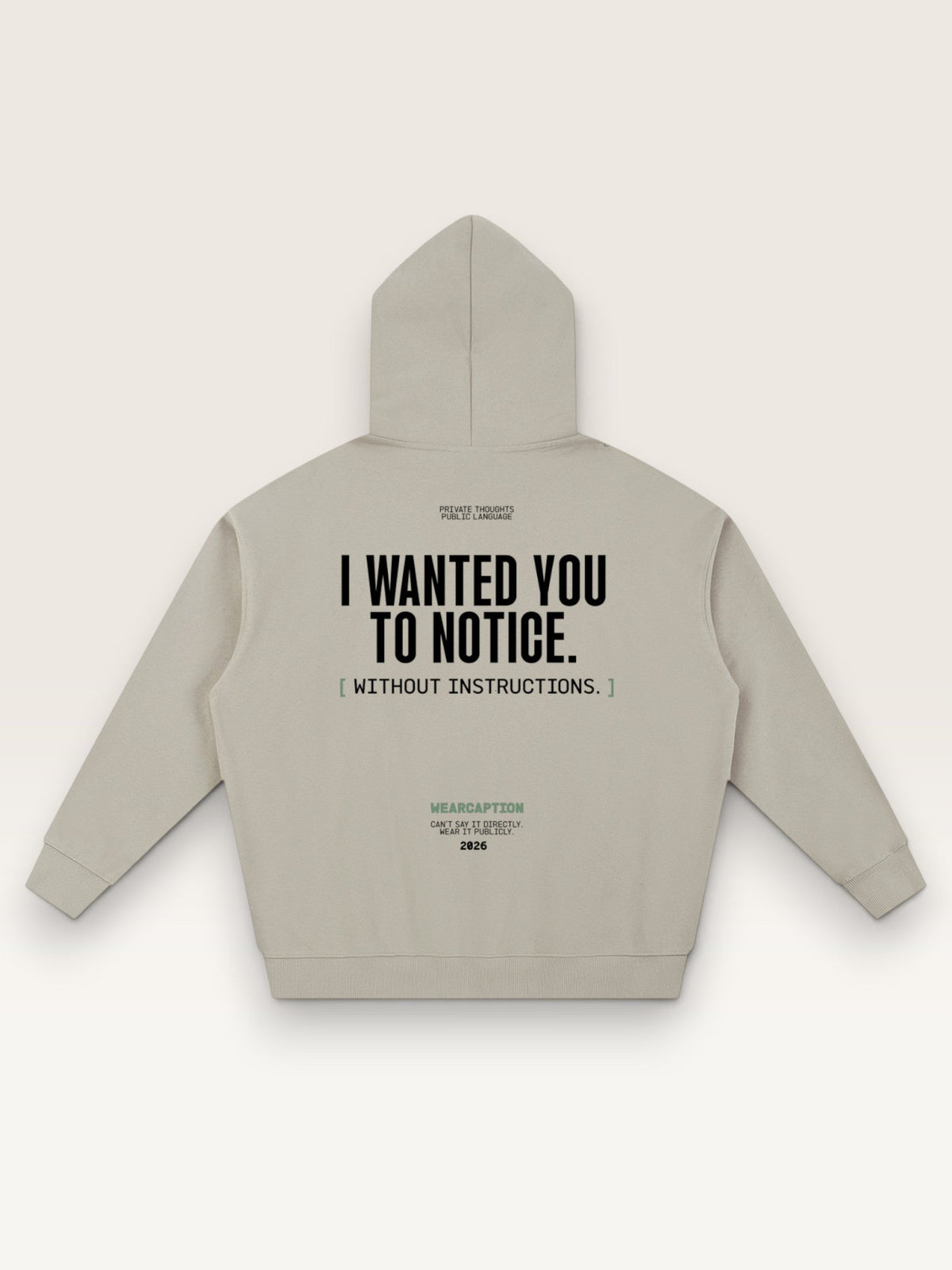 Light Gray - I DIDN'T ASK HOODIE, oversized heavyweight cotton-poly fleece
