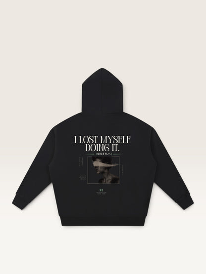 Black - I MADE YOU PROUD HOODIE, oversized heavyweight cotton-poly fleece