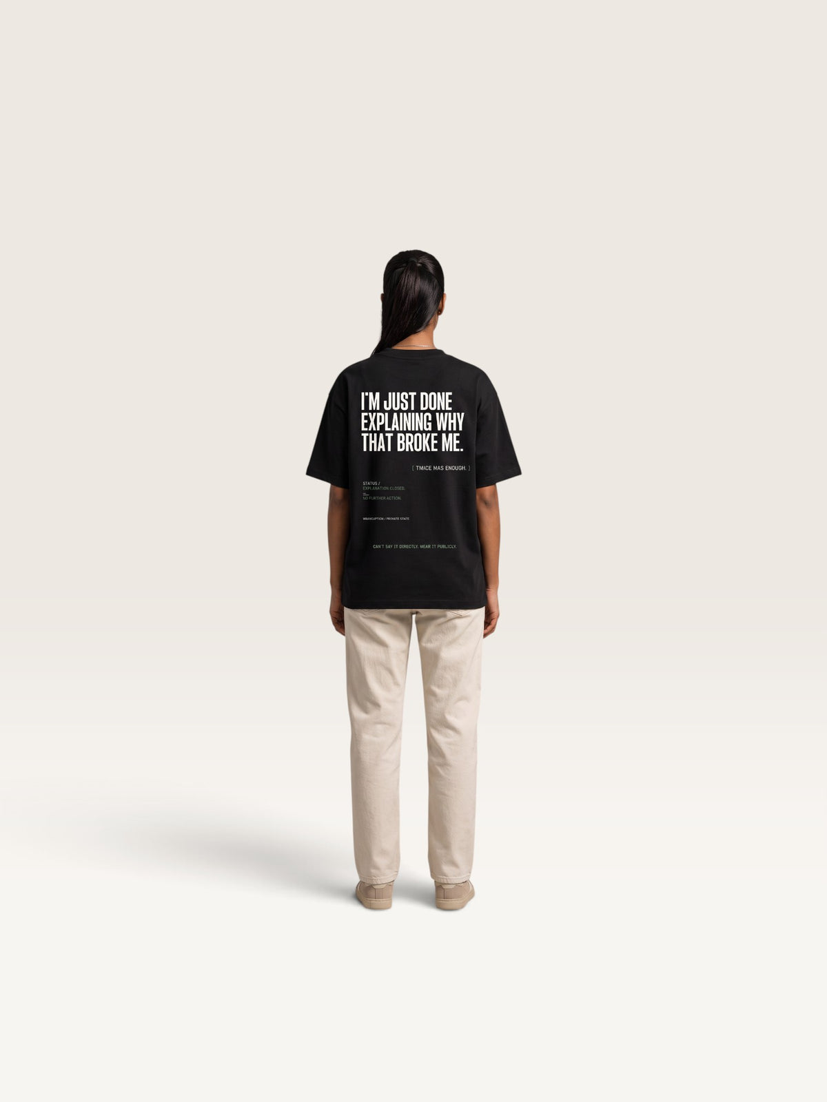 Black WEARCAPTION heavyweight cotton oversized t-shirt with white I'M NOT COLD graphic print on the chest.