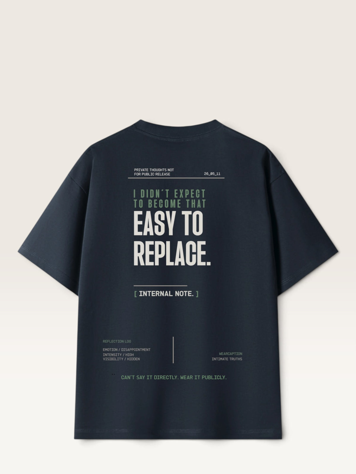 Navy Blue - WEARCAPTION heavyweight cotton oversized t-shirt with white graphic text I'M HAPPY YOU MOVED ON