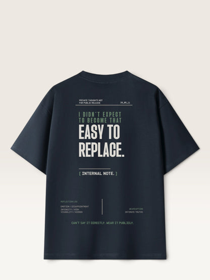 Navy Blue - WEARCAPTION heavyweight cotton oversized t-shirt with white graphic text I'M HAPPY YOU MOVED ON