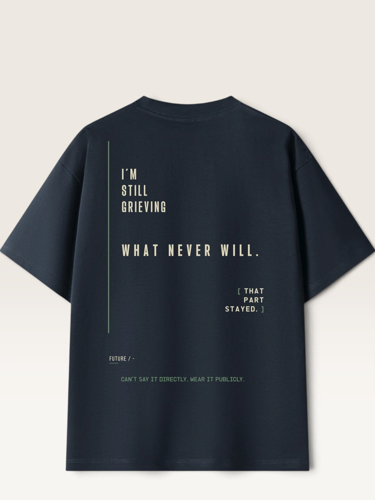 WEARCAPTION heavyweight black cotton oversized t-shirt with minimalist white and green typographic back print