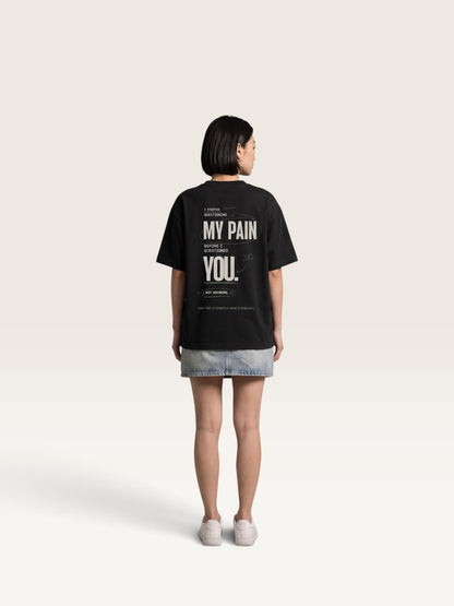 Black - heavyweight cotton oversized t-shirt with white IT WASN'T A BIG DEAL graphic print on the front