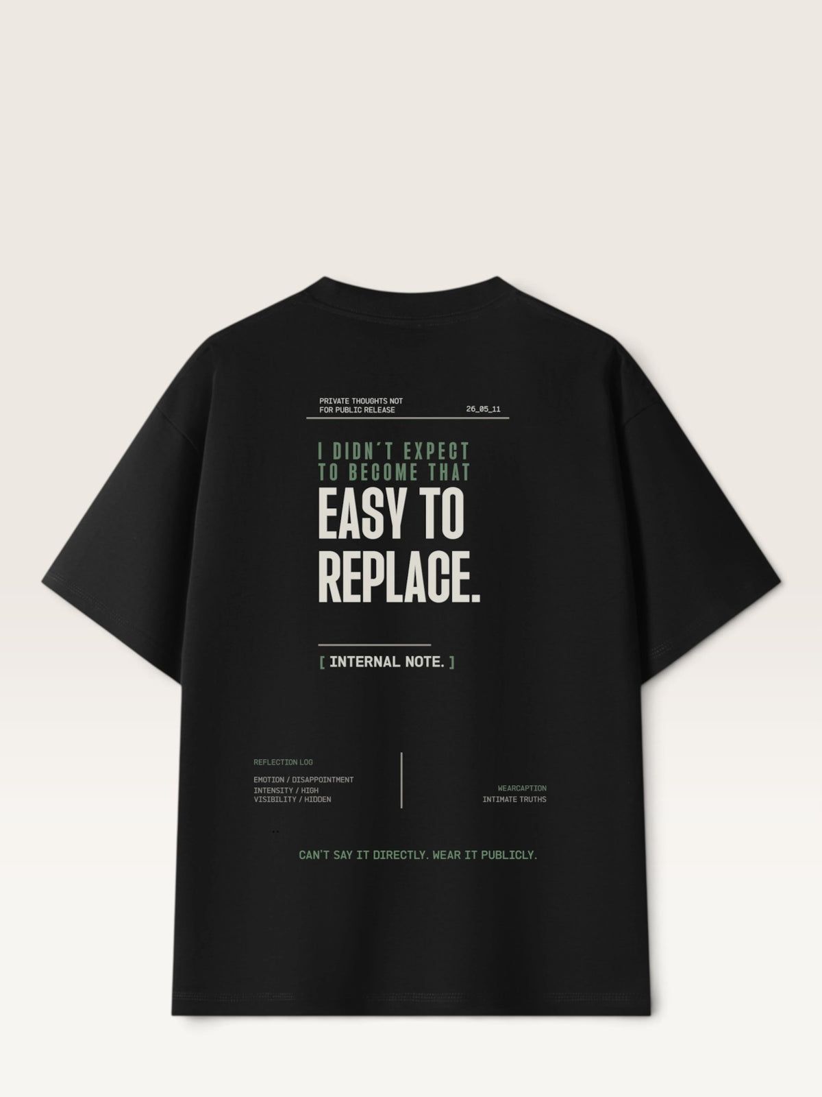 Black - WEARCAPTION heavyweight cotton oversized t-shirt with white graphic text I'M HAPPY YOU MOVED ON