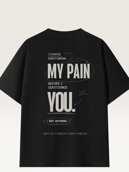Black - heavyweight cotton oversized t-shirt with white IT WASN'T A BIG DEAL graphic print on the back