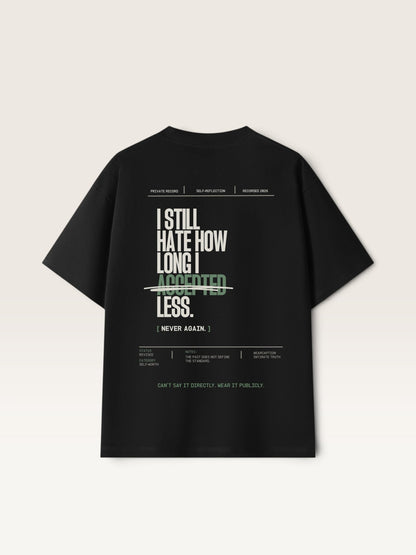 Black WEARCAPTION  heavyweight cotton oversized t-shirt with white I KNOW MY WORTH graphic print on the front