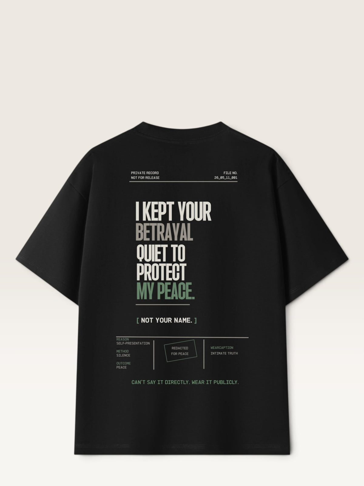 Black WEARCAPTION  heavyweight cotton oversized t-shirt with NOTHING HAPPENED PUBLIC VERSION graphic print