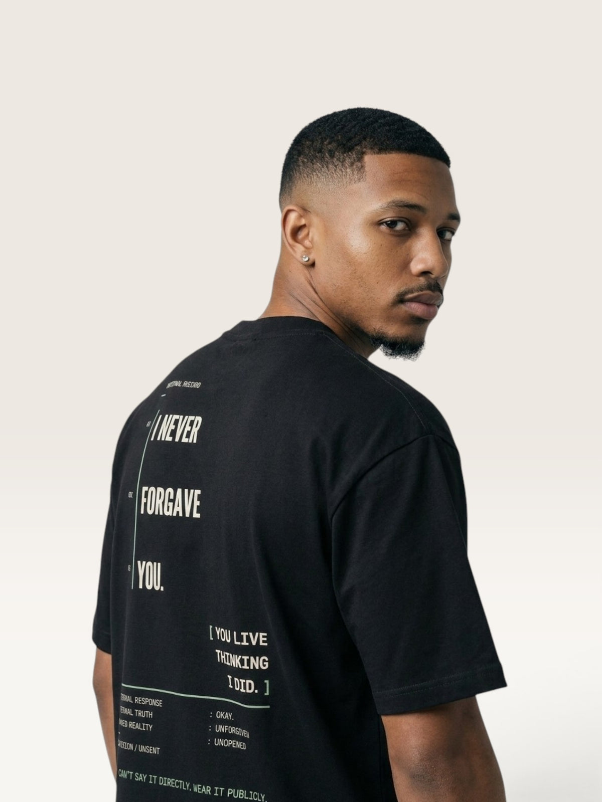Black - heavyweight cotton oversized t-shirt with I SAID OKAY graphic print on the front