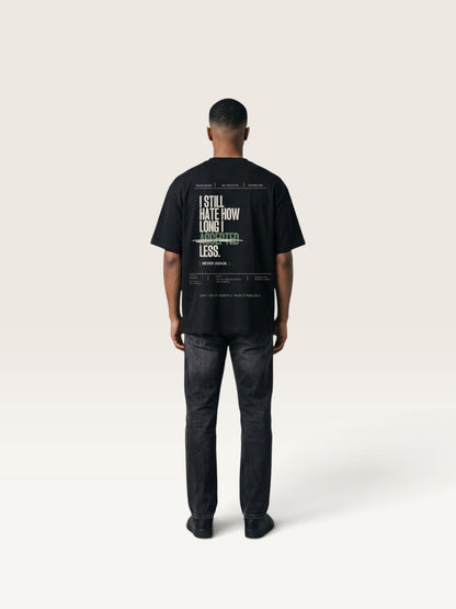 Black WEARCAPTION  heavyweight cotton oversized t-shirt with white I KNOW MY WORTH graphic print on the front