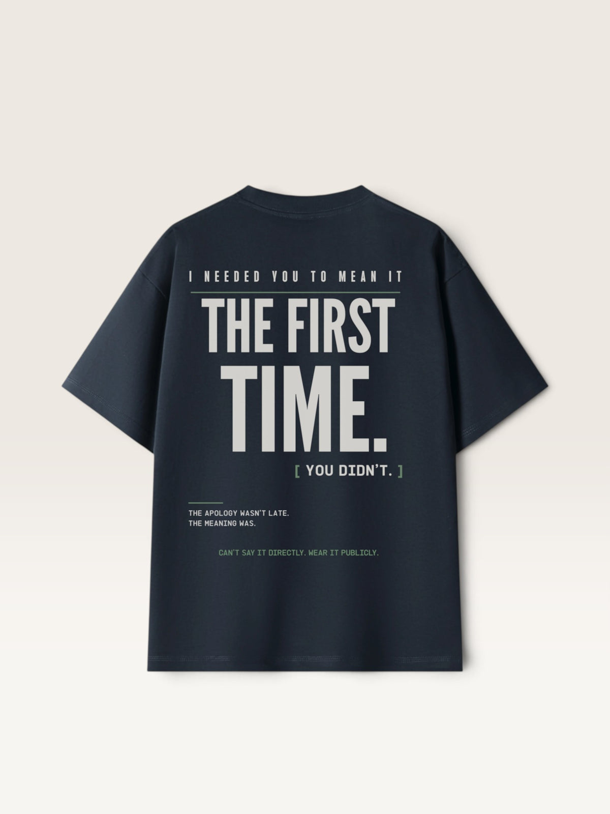 Navy Blue  WEARCAPTION heavyweight black cotton t-shirt with white and green typographic graphic print on the back