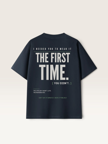 Navy Blue  WEARCAPTION heavyweight black cotton t-shirt with white and green typographic graphic print on the back