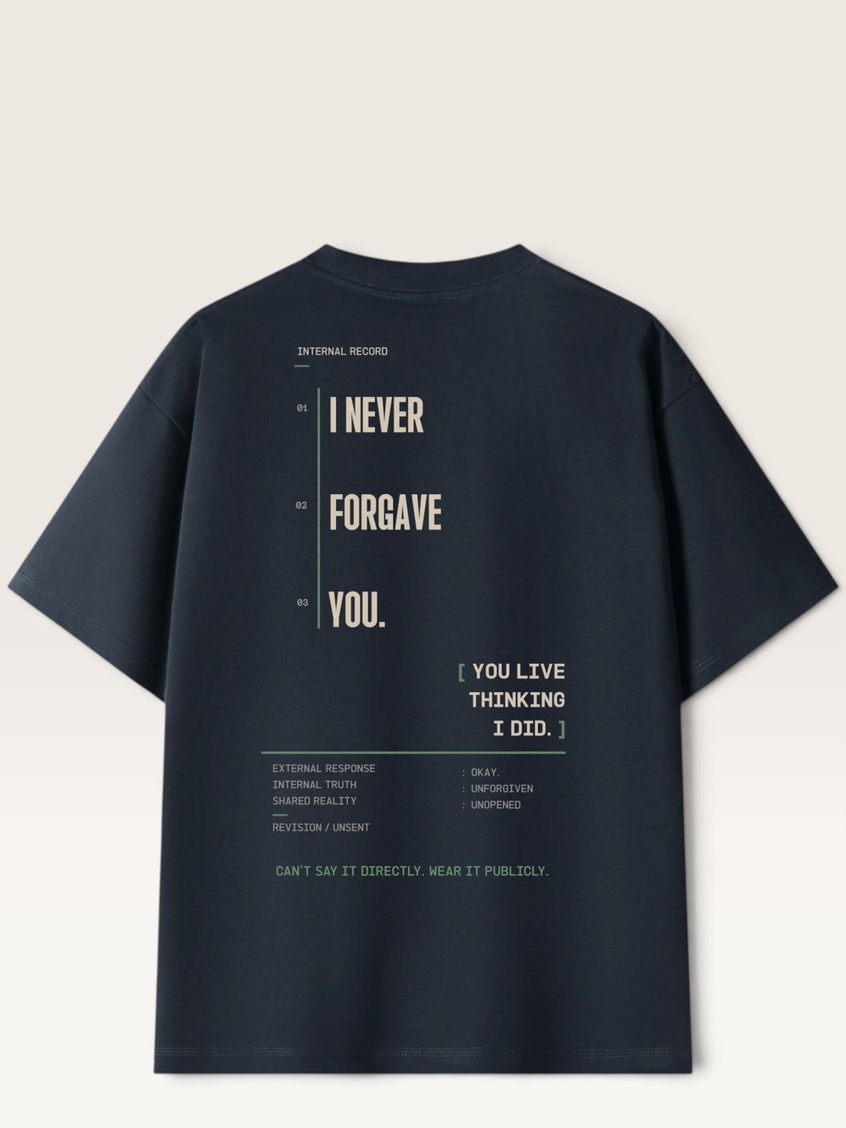 Navy Blue - heavyweight cotton oversized t-shirt with I SAID OKAY graphic print on the front