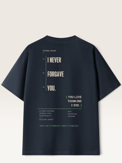 Navy Blue - heavyweight cotton oversized t-shirt with I SAID OKAY graphic print on the front