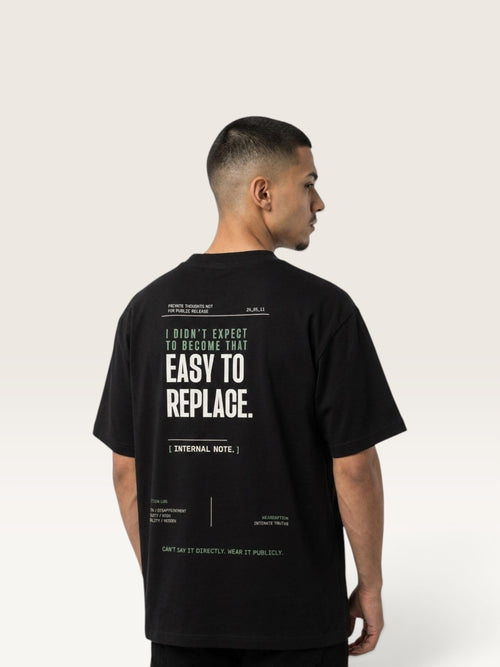 Black - WEARCAPTION heavyweight cotton oversized t-shirt with white graphic text I'M HAPPY YOU MOVED ON