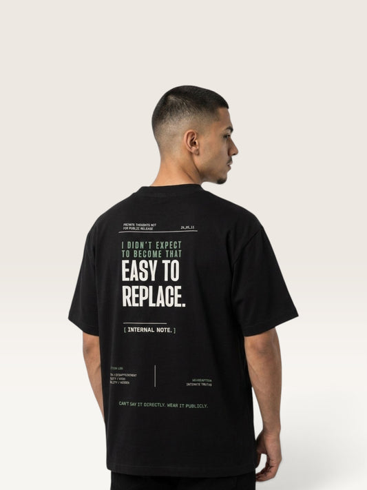 Black - WEARCAPTION heavyweight cotton oversized t-shirt with white graphic text I'M HAPPY YOU MOVED ON