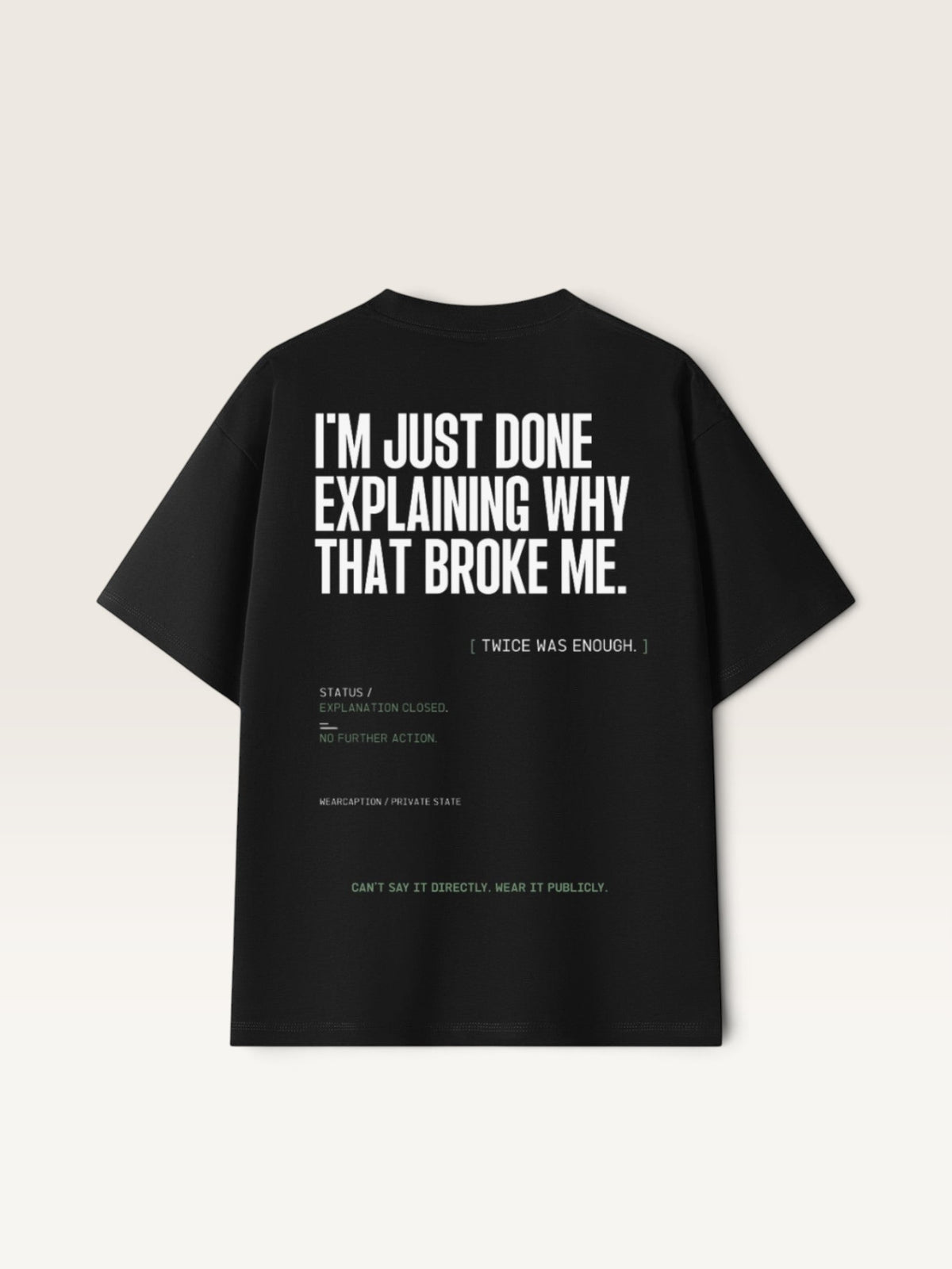 Black WEARCAPTION heavyweight cotton oversized t-shirt with white I'M NOT COLD graphic print on the chest.