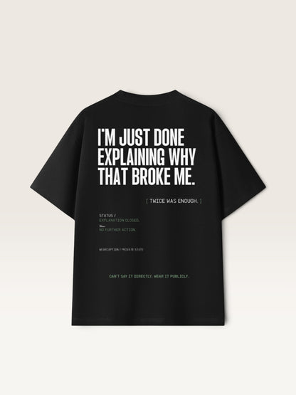 Black WEARCAPTION heavyweight cotton oversized t-shirt with white I'M NOT COLD graphic print on the chest.