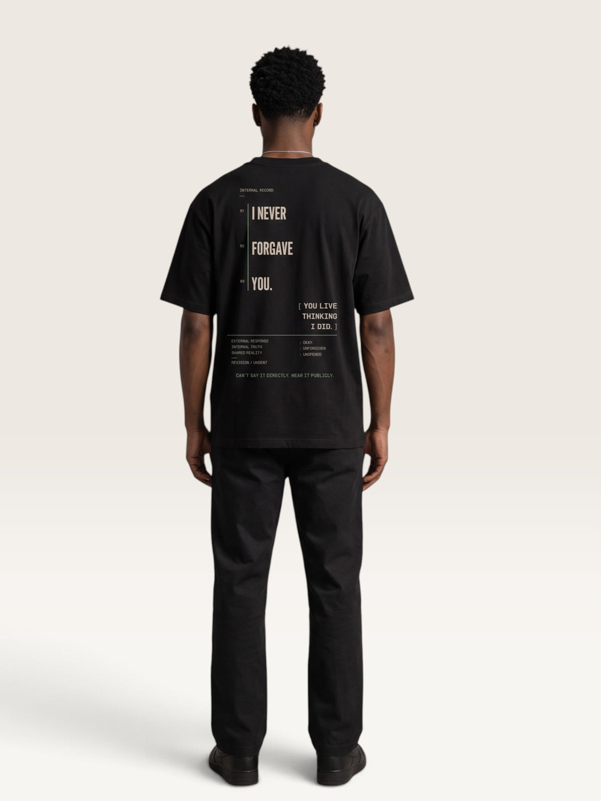 Black - heavyweight cotton oversized t-shirt with I SAID OKAY graphic print on the front