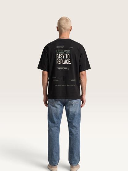 Black - WEARCAPTION heavyweight cotton oversized t-shirt with white graphic text I'M HAPPY YOU MOVED ON