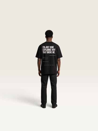 Black WEARCAPTION heavyweight cotton oversized t-shirt with white I'M NOT COLD graphic print on the chest.