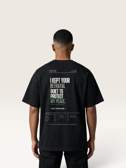 Black WEARCAPTION  heavyweight cotton oversized t-shirt with NOTHING HAPPENED PUBLIC VERSION graphic print