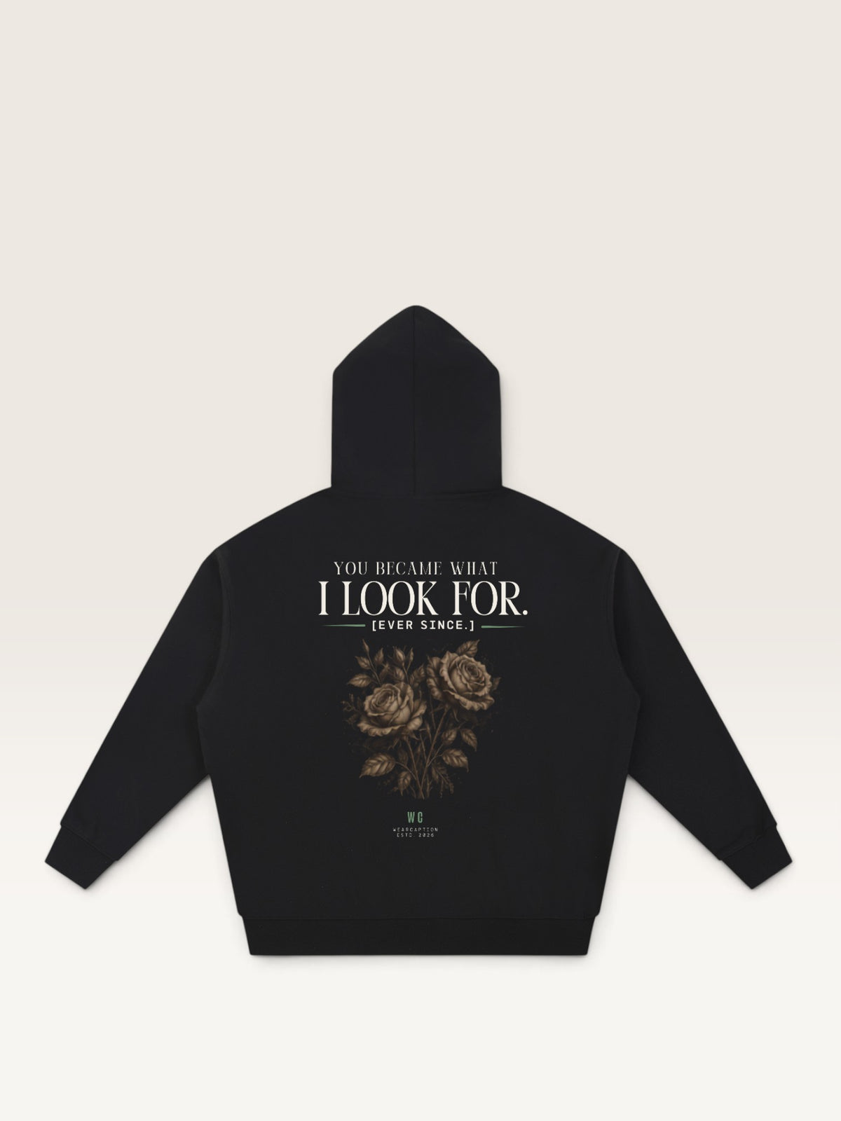 Black - YOU WEREN'T MY TYPE HOODIE, oversized heavyweight cotton-poly fleece