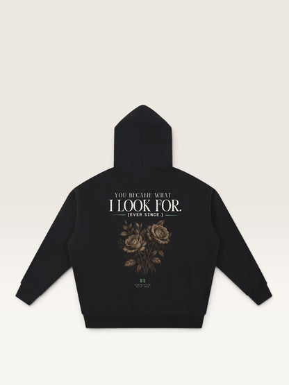 Black - YOU WEREN'T MY TYPE HOODIE, oversized heavyweight cotton-poly fleece