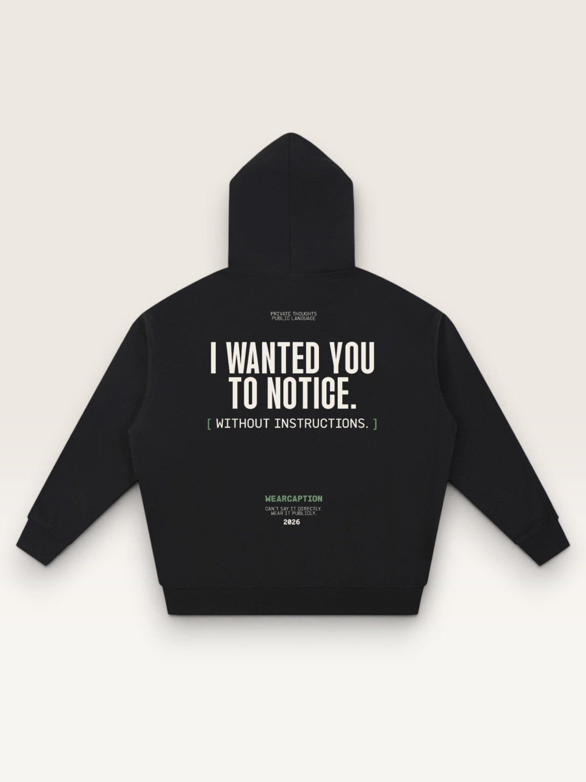 Black - I DIDN'T ASK HOODIE, oversized heavyweight cotton-poly fleece