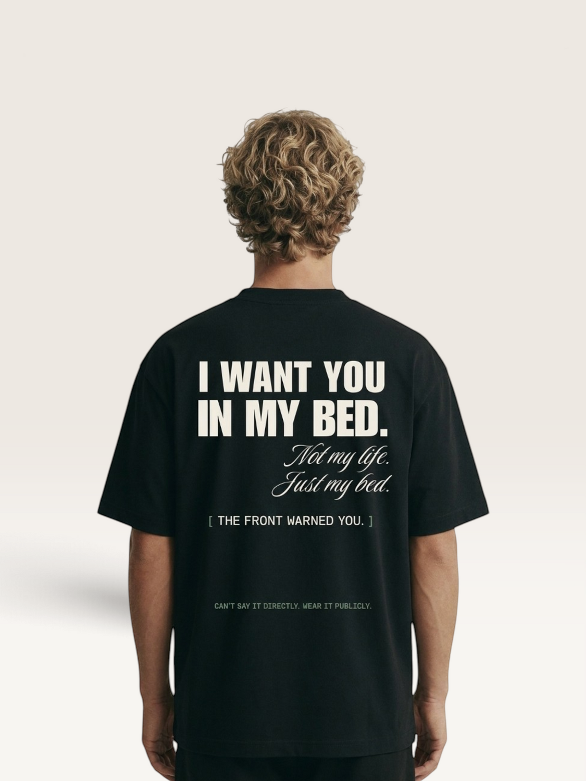 Black - DON'T READ MY BACK TEE, WEARCAPTION heavyweight oversized back view worn by man