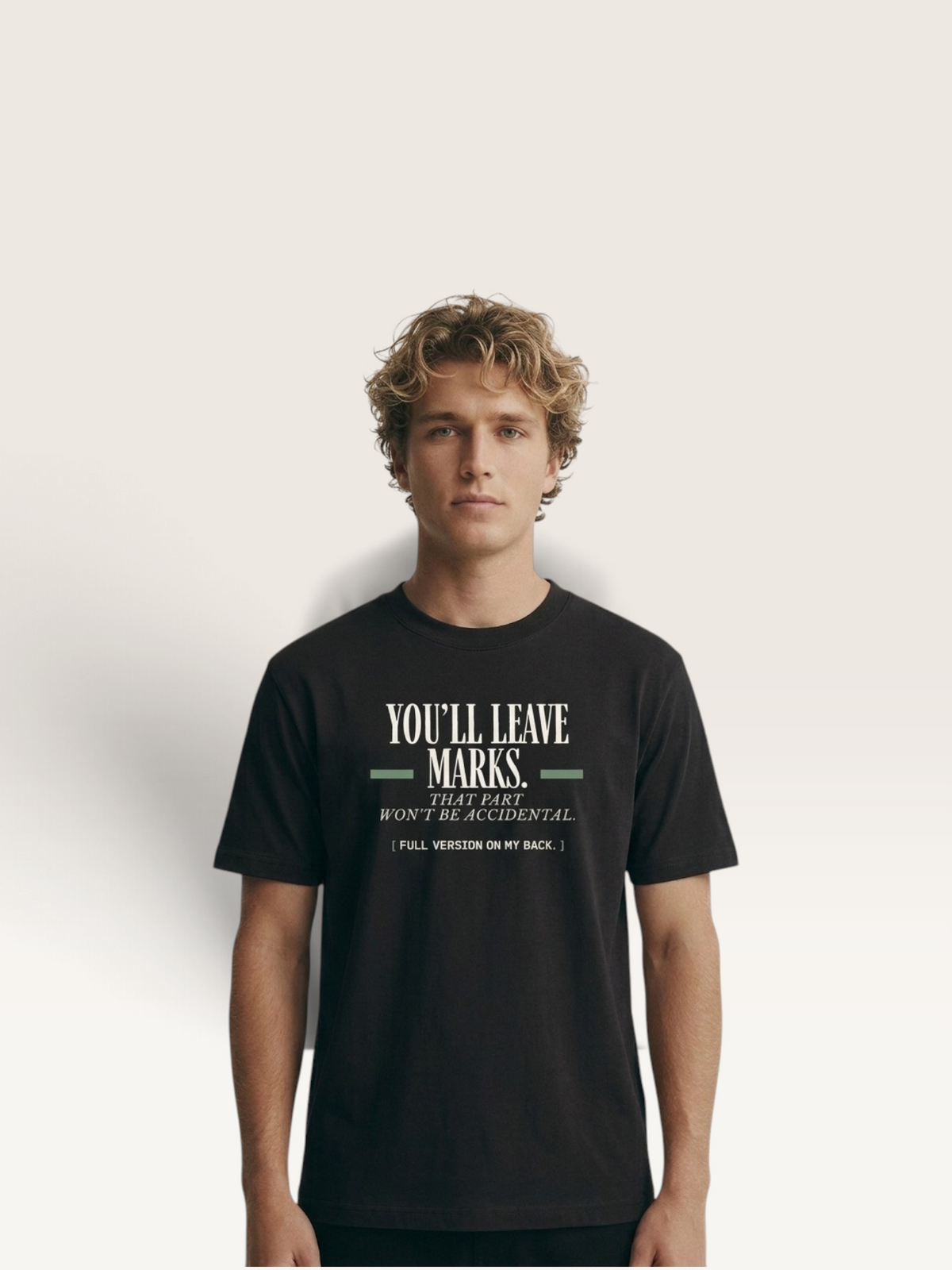 Black - YOU'LL LEAVE MARKS TEE, WEARCAPTION heavyweight oversized editorial view worn by man