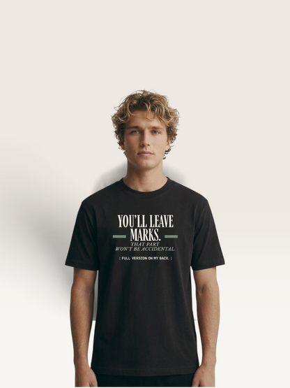 Black - YOU'LL LEAVE MARKS TEE, WEARCAPTION heavyweight oversized editorial view worn by man