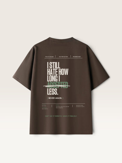 Coffee WEARCAPTION  heavyweight cotton oversized t-shirt with white I KNOW MY WORTH graphic print on the front