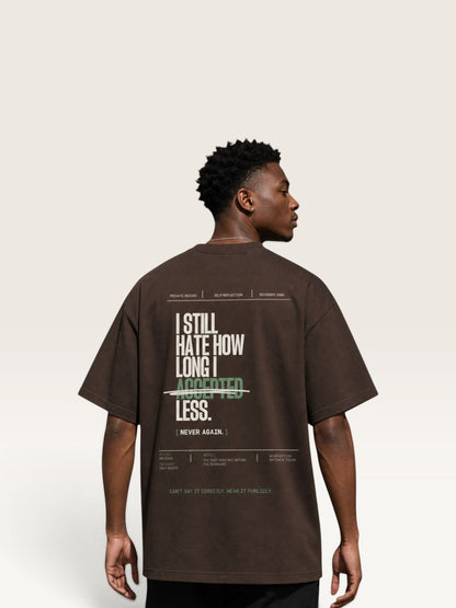 Coffee WEARCAPTION  heavyweight cotton oversized t-shirt with white I KNOW MY WORTH graphic print on the front