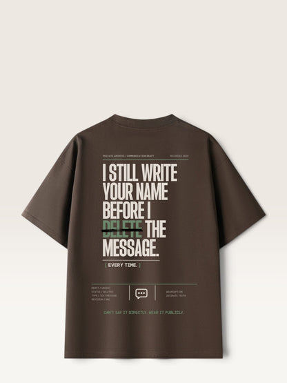 Coffee WEARCAPTION  heavyweight cotton oversized t-shirt with white I DON'T REACH OUT graphic print on the chest