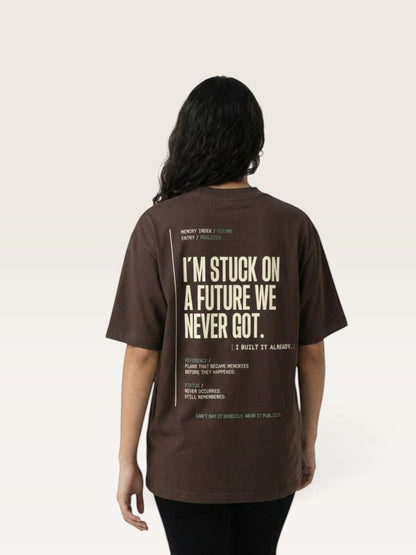 Coffee WEARCAPTION brown heavyweight cotton oversized t-shirt with white graphic text on the back