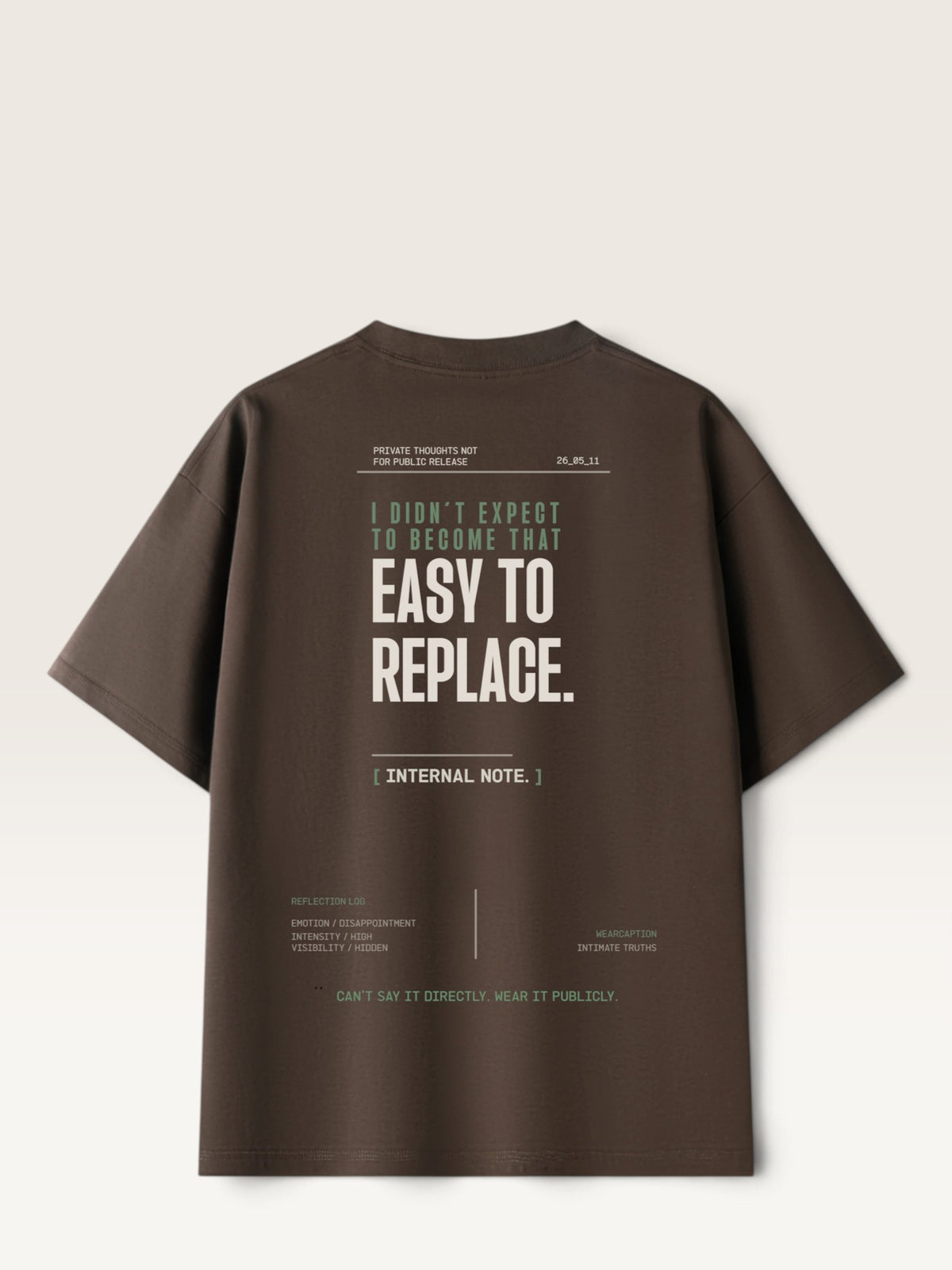Coffee - WEARCAPTION heavyweight cotton oversized t-shirt with white graphic text I'M HAPPY YOU MOVED ON