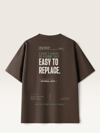 Coffee - WEARCAPTION heavyweight cotton oversized t-shirt with white graphic text I'M HAPPY YOU MOVED ON