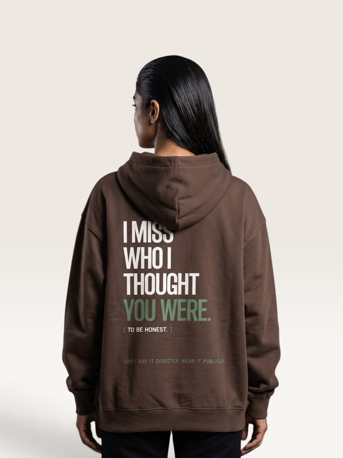 Coffee - I DON'T MISS YOU HOODIE, oversized heavyweight cotton-poly fleece